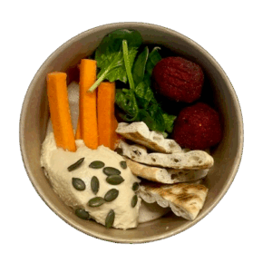 Hummus con falafel de remolacha