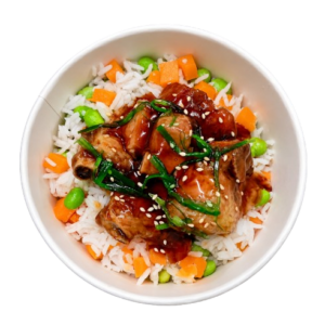 Costilla teriyaki con arroz