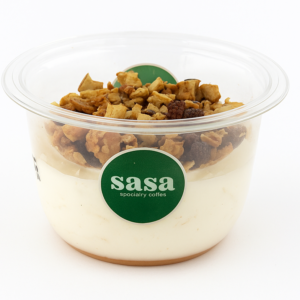 Yogur con miel y granola